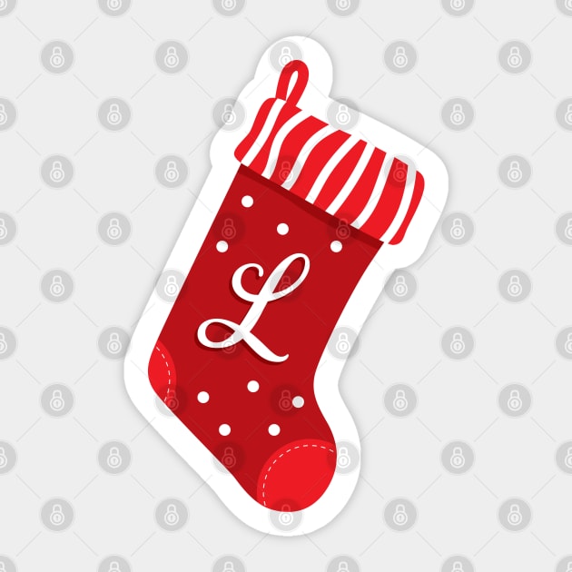 Christmas Stocking with Letter L Sticker by VicEllisArt